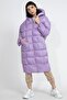 Women's Lilac Hooded Puffer Long Oversize Coat Tg3, one size - 3