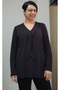 Black kerchief look combed cotton viscose long-sleeved T-shirt
