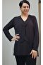 Black kerchief look combed cotton viscose long-sleeved T-shirt - 2