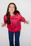 Polina Women's Fleece Lined Chest Printed Regular Fit Contrast Cord Hooded Pink Sweatshirt - 2