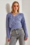 Women's Lilac Knitted Tie-Up Knitwear Cardigan Stk162 - 5
