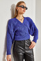 Women's Purple Knitted Tie-Up Knitwear Cardigan Stk162 - 4