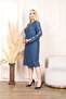 BLUE SELF SILVERY SLEEVE ROCKED UNITED DRESS - 5