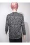 Women's Green Print Crew Neck Long Sleeve Seasonal Lizy Mother Combed Cotton T-Shirt Blouse with Slits on the Sides - 4