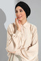 Ready Turban Bonnet Mihrace Pleated Black Cross Banded Lined Filled Hijab Bonnet Hijab