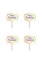Cupcake Toothpick with Gold Leaf Happy Birthday Themed 10 Pieces - 2
