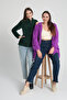 Women's Purple Long Zippered Fleece Cardigan - 2
