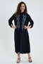 Women's Black Evil Eye Bead Embroidery Embroidered Shirt Dress - 5