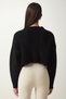 Women's Black Ripped Detailed Buttoned Crop Knitwear Cardigan PF00054 - 7