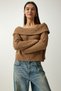 Women's Camel Madonna Collar Knitwear Sweater PF00049 - 4