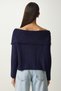 Women's Navy Blue Madonna Collar Knitwear Sweater PF00049 - 6