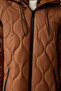 Women's Brown Hooded Quilted Coat with Pockets DD01285 - 6