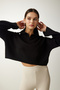 Women's Black Zipper Collar Knitwear Sweater PF00055 - 3
