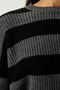 Women's Gray Black Striped Crop Knitwear Sweater PF00058 - 3