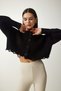 Women's Black Ripped Detailed Buttoned Crop Knitwear Cardigan PF00054