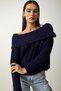 Women's Navy Blue Madonna Collar Knitwear Sweater PF00049