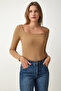 Women's Biscuit Square Neck Corded Knitted Blouse GT00052 - 3