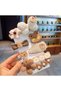 Imported Luxury 9-Piece Cream Coffee Bow Teddy Bear Flower Knitted Collet Snap Fastener Side Buckle Set Baby Kids - 5