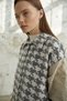 Houndstooth Pattern Quilted Jacket - Gray - 2