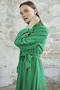 Belted Embroidered Dress - Green - 3