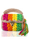 Women's Highlighter Summer Seaside Colorful Peanut Model Handmade Crochet Combed Cotton Thread Bag & Hand, Shoulder and Cross