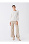Crew Neck Self Pattern Long Sleeve Women's Knitwear Sweater - W40248Z8 - 3