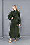 Women's Khaki large size dominant collar woven dress - 7