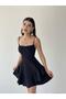Women's Skirt Floor Detailed Adjustable Thin Strap Black Evening Dress 102 - 5