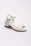 Glittery White Faux Leather Open Heeled Girl's Special Day Shoes - 4