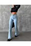 Snow Wash Flared High Waist Jeans - 3