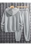 Hooded Sweatshirt and Upright Printed Tracksuit Set - 3