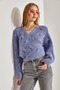 Women's Lilac Knitted Tie-Up Knitwear Cardigan Stk162 - 4