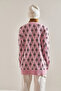 Women's Pink V-Neck Patterned Knitwear Sweater Stk264 - 8