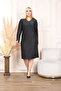 BLACK SELF SILVERY SLEEVE ROCKED UNITED DRESS - 4