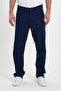 Men's Navy Blue Gabardine Relaxed Stretchy Linen Baggy Pants