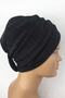 Ready Turban Bonnet Mihrace Pleated Black Cross Banded Lined Filled Hijab Bonnet Hijab - 6