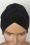 Ready Turban Bonnet Mihrace Pleated Black Cross Banded Lined Filled Hijab Bonnet Hijab - 3
