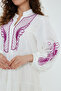 Women's White Embroidery Embroidered Buttoned Placket Collar Long Sleeve Long Ethnic Authentic Dress - 5