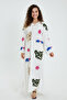 Women's White Applique Pattern Detailed Long Sleeve Long Ethnic Dress - 6