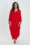 Women's Fuchsia Life Tree Printed Back and Pocket Detailed Buttoned Oversize Loose Dress - 3