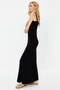 Siyah Kalın Askılı Fitted/Vücuda Oturan Esnek Örme Maxi Kalem Elbise TWOSS24EL00137 - 2