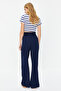 Lacivert Wide Leg/Geniş Paça Beli Lastikli Dokuma Pantolon TWOSS22PL00024 - 10