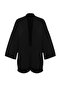 Siyah Dokuma Plaj Mini Yüksek Bel Kimono-Şort Takım TBESS23AU00089 - 7