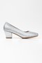 Women's Silver Color Glittering Soft Sole Low Heel Shoes - 2