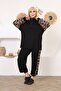 Women's Plus Size Half Zipper Detailed Lycra Viscose Tracksuit Set 21107 Leopard Sleeve - 7