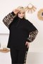 Women's Plus Size Half Zipper Detailed Lycra Viscose Tracksuit Set 21107 Leopard Sleeve - 6