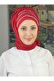 Luxury Topkapı Model Stoned Glitter Short Evening Dress Red Ready Shawl - Red - BUTIK AMBAR