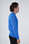 Men's Cobalt Blue 100% Cotton V-Neck Knitwear Sweater Trıst-1102 - 2