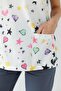 Women's Lycra Bat Sleeve Nurse Doctor Star Patterned Single Top White Jersey - 3