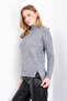 GRAY COLOR HALF FISHER SIDE STITCHED DUBLE SLEEVE SWEATER - 6